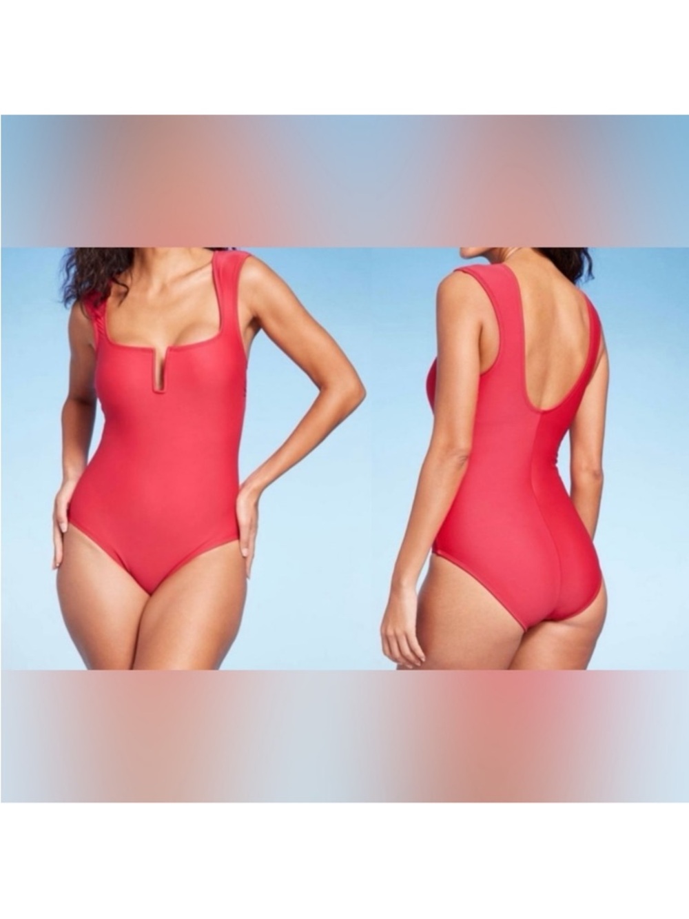 Kona Sol Women’s Red U-Wire Tummy Control One Piece Swimsuit Size M